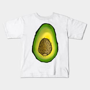 Dark and Gritty Avocado Cross Section Kids T-Shirt